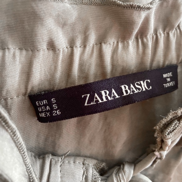 Zara sage satin karki Sage midi skirt with tie front - Picture 5 of 6